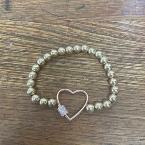 14k gold filled bead and heart with Swarovski crystal